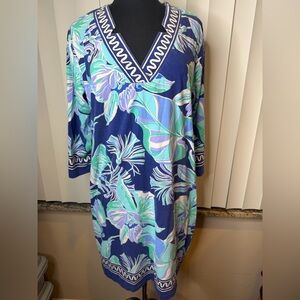 Barbara Erickson V-Neck Tropical Print Cabana Dress 3XL